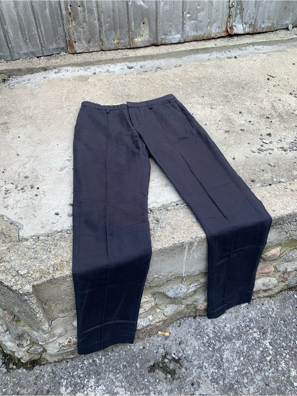 Rag & Bone Navy Blue Cotton Ramie Trousers Pants Made in USA Size 30
